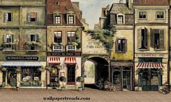 La Rue De Paris Mural Chair Rail Wall Mural UR2115M La Rue De Paris Mural Chair Rail Wall Mural UR2115M